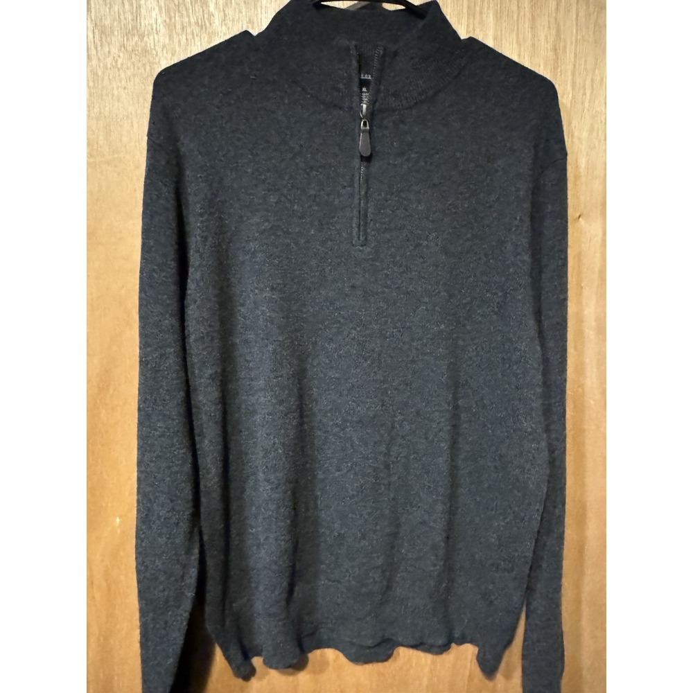 Sofiacashmere XL Charcoal Gray Mens 1/4 Zip 100% Cashmere